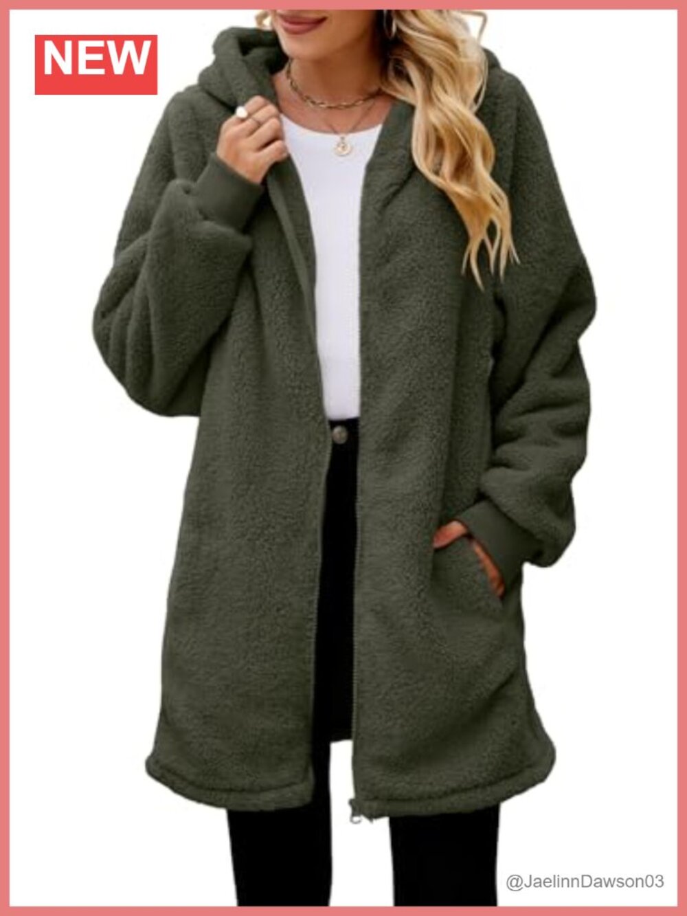 Oversized Sherpa Fleece Zip Up Hooded Jacket Loose Fit Women